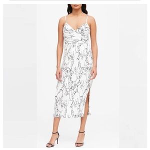 Banana Republic White Print Plisse Adjustable Straps Size 8